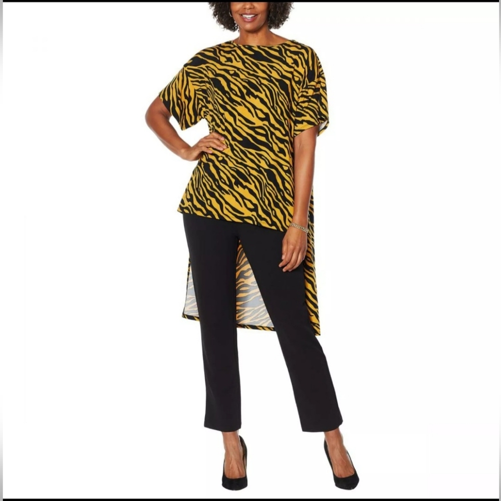 Antthony Original High Low Zebra Print Top Sz L NWT